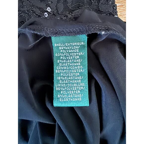 Lauren Ralph Lauren Black Lace Dress 18W Sequin A-Line Cocktail Party Dress - Picture 9 of 9